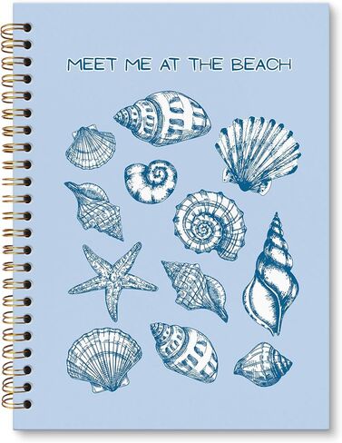 JRTW Beach Ocean Journal Notebook, Shell Marine Biology Notebooks for School Work College, Meet Me at the Beach Blue A5 Spiral Notebook Journal for Teen Girls Girly Women in Saudi Arabia