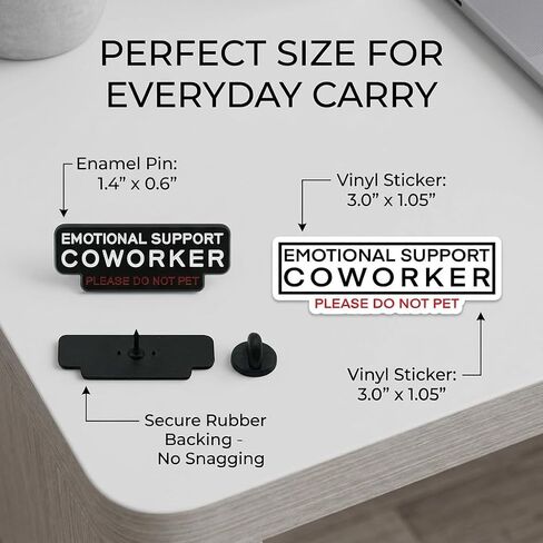 6Pcs Emotional Support Coworker Enamel Pin and Sticker Set, Funny Office Humor Lapel Pins & White Decals Bundle, Please Do Not Pet Work Bestie Colleague Gifts for Backpack Lanyard Laptop in Saudi Arabia