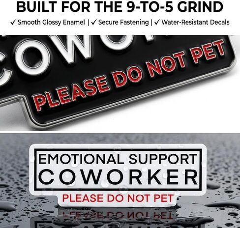 6Pcs Emotional Support Coworker Enamel Pin and Sticker Set, Funny Office Humor Lapel Pins & White Decals Bundle, Please Do Not Pet Work Bestie Colleague Gifts for Backpack Lanyard Laptop in Saudi Arabia