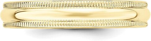 10k Yellow Gold Half Round 4mm Milgrain Edge Wedding Band with Polished Finish Unisex Ring for Men or Women Solid Gold Classic Band for Everyday Wear Unity Commitment Anniversary Symbol Engraving Opti in Kuwait