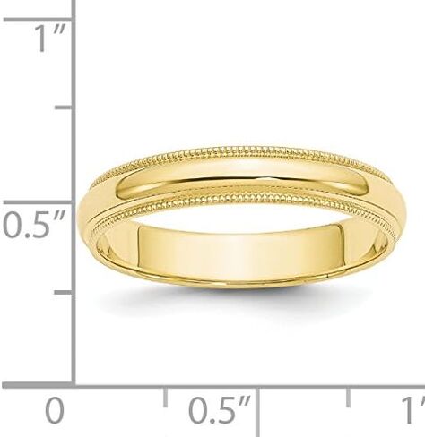 10k Yellow Gold Half Round 4mm Milgrain Edge Wedding Band with Polished Finish Unisex Ring for Men or Women Solid Gold Classic Band for Everyday Wear Unity Commitment Anniversary Symbol Engraving Opti in Kuwait