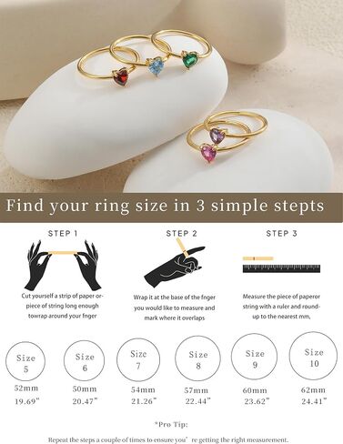 WFYOU Gold Heart Birthstone Rings for Women 14K Gold Plated Non Tarnish Stackable Pinky Cubic Zirconia Rings Emerald Dainty Gemstone Thumb Ring Band Cute Jewelry Birthday Gift Size 5-10 in Saudi Arabia