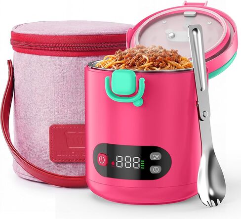 EAST OAK Cordless Electric Lunch Box for Kids with Ice Pack, Chill & Warm Zone with Scheduled Heating, Portable Leak-Proof Bento Box with Utensils, Removable Divider for Girls Boys Navy Blue in Saudi Arabia