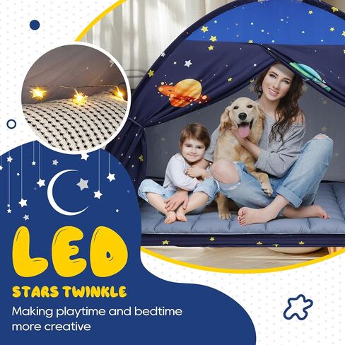 Redants Twin Bed Tent Canopy, Space Indoor Blackout Privacy Toddler Bed Tent for Kids with Light, Portable Sleeping Floor Kids Playhouse (Blue, Twin Size) in Saudi Arabia