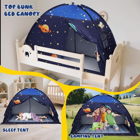 Redants Twin Bed Tent Canopy, Space Indoor Blackout Privacy Toddler Bed Tent for Kids with Light, Portable Sleeping Floor Kids Playhouse (Blue, Twin Size) in Saudi Arabia