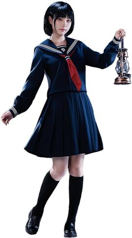 KIRA KIRA Anime Cosplay Costume School JK Uniform Dress Tops Skirt Bow Tie Socks Blue JK Outfits Halloween Costume Plus Size in Kuwait
