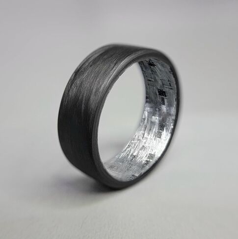 Carbon Fiber Ring with Texalium Interior, Matte Finish, Durable, Scratch Resistant, Waterproof, Sizes 4-16, Custom Band Widths, Made in USA in Saudi Arabia