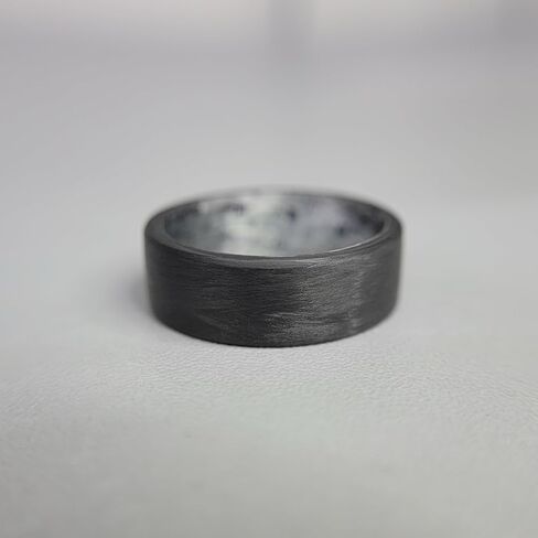 Carbon Fiber Ring with Texalium Interior, Matte Finish, Durable, Scratch Resistant, Waterproof, Sizes 4-16, Custom Band Widths, Made in USA in Saudi Arabia