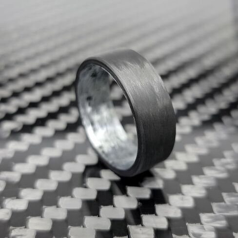 Carbon Fiber Ring with Texalium Interior, Matte Finish, Durable, Scratch Resistant, Waterproof, Sizes 4-16, Custom Band Widths, Made in USA in Saudi Arabia