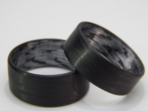 Carbon Fiber Ring with Texalium Interior, Matte Finish, Durable, Scratch Resistant, Waterproof, Sizes 4-16, Custom Band Widths, Made in USA in Saudi Arabia