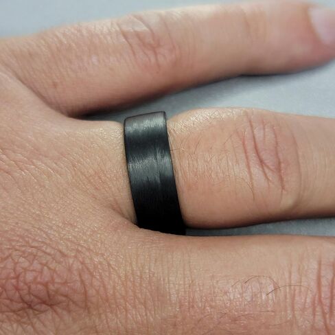 Carbon Fiber Ring with Texalium Interior, Matte Finish, Durable, Scratch Resistant, Waterproof, Sizes 4-16, Custom Band Widths, Made in USA in Saudi Arabia