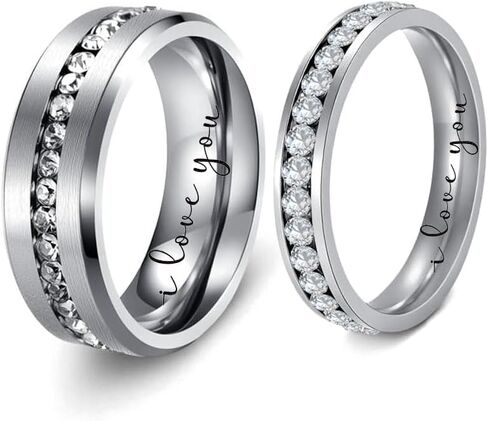 Custom Matching Couple Promise Rings 316l Stainless Steel-Engagement Ring Set for Him and Her Wedding Anniversary Band in Saudi Arabia