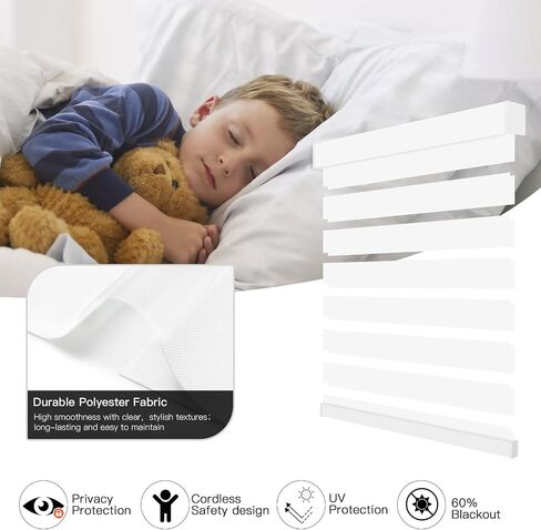 Motorized Blinds with Remote, 60% Blackout Smart Zebra Shades, Built-in Rechargeable Electric Automatic Blinds for Window Compatible with Alexa Google (White, 34" W x 72" H) in Saudi Arabia