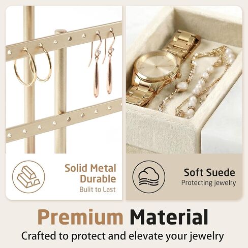 KES Natural Marble Bracelet Holder with 5X Weighted Base, Extra Sturdy 3 Tier Bracelet Holder Display for Necklaces, Earrings, Rings, Watches, T Bar Jewelry Holder Organizer, Beige, JTR500-WH in Saudi Arabia