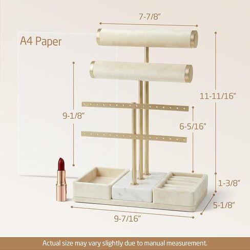 KES Natural Marble Bracelet Holder with 5X Weighted Base, Extra Sturdy 3 Tier Bracelet Holder Display for Necklaces, Earrings, Rings, Watches, T Bar Jewelry Holder Organizer, Beige, JTR500-WH in Saudi Arabia