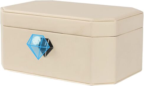 XPEDITION Biometric Fingerprint Lock Jewelry Safe Leather-Wrapped Two-Tier Jewelry Box with Quick Access & Keyless Entry, Perfect for Home Use in Saudi Arabia