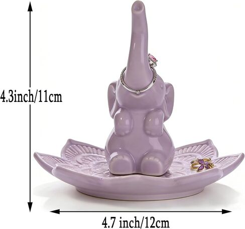 PUDDING CABIN Purple Elephant Ring Holder Jewelry Dish for Women, Lavender Mandala Jewelry Organizer for Rings Earrings Necklaces, Birthday Christmas Elephant Gifts for Women Mom Sister Friend in Saudi Arabia