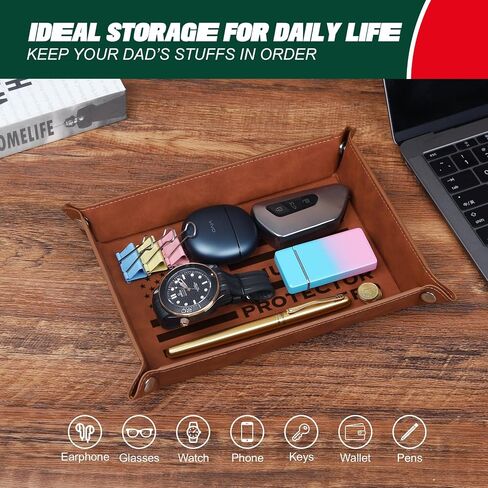 Fathers Day Dad Gifts for Husband Dad - Fathers Day Dad’s Gifts from Daughter Son Wife, Dads Birthday Gift - Christmas Ideal Gift for Dads, Husband, Stepdad, Men - PU Leather Tray in Saudi Arabia