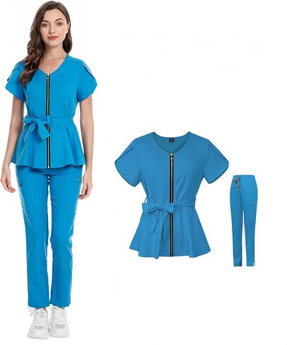 Aylashine Women's Medical Suit with Zipper, Multiple Pockets, Anti-wrinkle, for Nurses, Beauty Salons, Daily Wear in Saudi Arabia