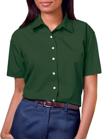 Blue Generation BG6216S - Ladies' Short Sleeve Stain Release POPLIN (XS, Hunter) in Saudi Arabia