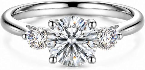 Customize Lab Grown Diamond 3 Stone Engagement Ring 1/2/3 CT Center Stone D Color VVS Clarity 4 Prong 10K 14K Solid Gold Promise Anniversary Wedding Rings for Women in Kuwait