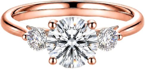Customize Lab Grown Diamond 3 Stone Engagement Ring 1/2/3 CT Center Stone D Color VVS Clarity 4 Prong 10K 14K Solid Gold Promise Anniversary Wedding Rings for Women in Kuwait