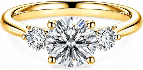 Customize Lab Grown Diamond 3 Stone Engagement Ring 1/2/3 CT Center Stone D Color VVS Clarity 4 Prong 10K 14K Solid Gold Promise Anniversary Wedding Rings for Women in Kuwait