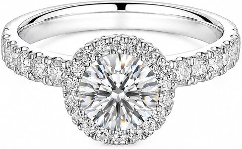 Customize Lab Grown Diamond Halo Engagement Ring 0.3/0.5/1/2/3 CT D Color VVS Clarity Side Stone 14K Solid Gold Promise Anniversary Wedding Rings for Women in Kuwait
