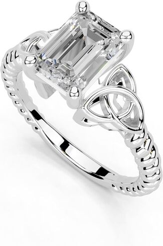1-5 Carat 14K Gold Platinum 925 Silver Classic Cut with Celtic Knot Lab Grown Diamond Ring, IGI Certified, Engagement Rings for Women (1-5 Ct, F-G Color, VS1-VS2 Clarity) in Saudi Arabia