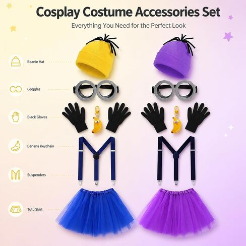 Double Set Adult Couple Cartoon Costume Accessories Kit Yellow & Purple Outfit for Halloween Party Cosplay in Saudi Arabia