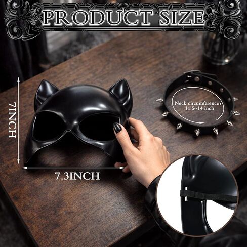 Simple polymer Black Cat Costume Accessories Women Masquerade Cat Mask Necklace for Halloween Party in Saudi Arabia