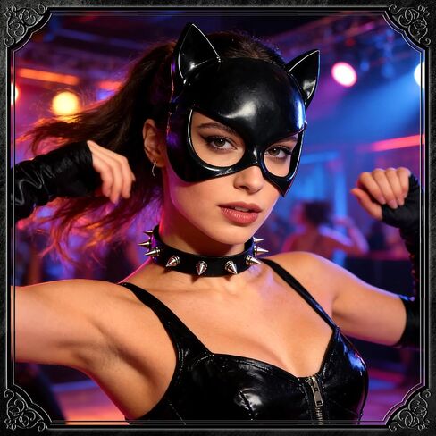 Simple polymer Black Cat Costume Accessories Women Masquerade Cat Mask Necklace for Halloween Party in Saudi Arabia