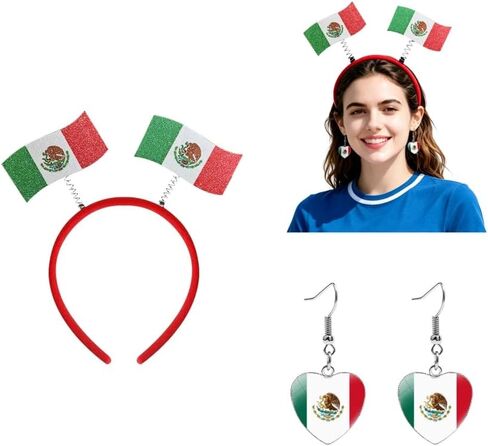 2026 World Cup USA Mexico Argentina Brazil Flag Headband & Earrings Set, Patriotic Game Day Accessories for Women & Men in Saudi Arabia