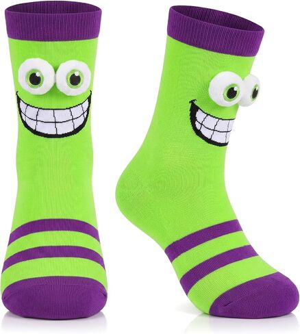 Crazy Socks for Kids Silly Wacky Monster Socks with 3D Eyes for Boys Girls Novelty Funny Birthday Christmas Gift in Saudi Arabia
