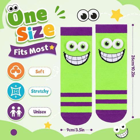 Crazy Socks for Kids Silly Wacky Monster Socks with 3D Eyes for Boys Girls Novelty Funny Birthday Christmas Gift in Saudi Arabia
