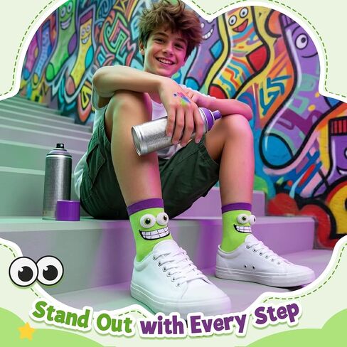 Crazy Socks for Kids Silly Wacky Monster Socks with 3D Eyes for Boys Girls Novelty Funny Birthday Christmas Gift in Saudi Arabia