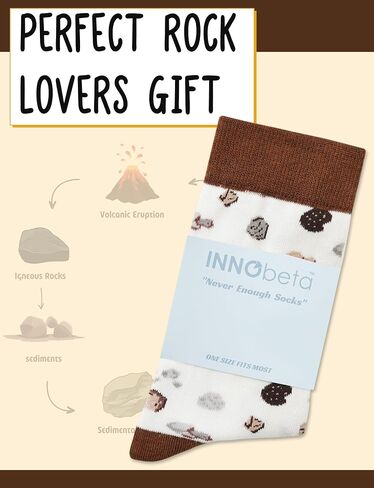 هدايا InnoBeta Geology Rock Collector Gifts، جوارب هدية لصيد الصخور الجيولوجية لعشاقها، للنساء والرجال للجنسين in Kuwait
