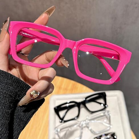4-Pack Women'S Plastic Square Glasses - Oversized Round/Heart-Shaped/Rectangle Frames, Versatile All-Occasion Glasses in Kuwait