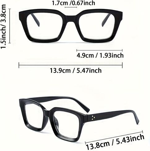 4-Pack Women'S Plastic Square Glasses - Oversized Round/Heart-Shaped/Rectangle Frames, Versatile All-Occasion Glasses in Kuwait