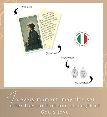 St Elizabeth Ann Seton Medal - Pray for Us Saint Elizabeth Seton Medal, Laminated St Elizabeth Prayer Card, The Lord's Prayer Card - Saint Elizabeth Ann Seton Medal Devotional Set, Total 3 Items in Kuwait