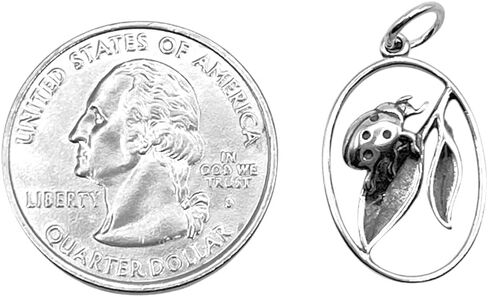KEVIN N ANNA 925 Sterling Silver Ladybug on Leaf Charm (Charm Only) in Kuwait