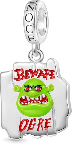 GNOCE Shrek Beware Ogre Warning Sign Pendant Dangle Charm for Women, S925 Sterling Silver Dangle Charms for Women Wife, Valentine‘s Day, Mother’s Day Jewelry in Kuwait