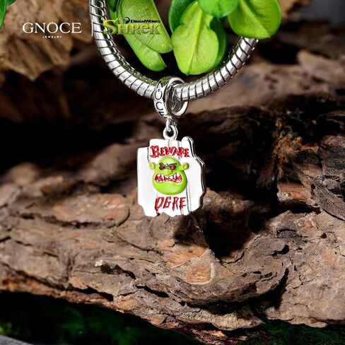 GNOCE Shrek Beware Ogre Warning Sign Pendant Dangle Charm for Women, S925 Sterling Silver Dangle Charms for Women Wife, Valentine‘s Day, Mother’s Day Jewelry in Kuwait