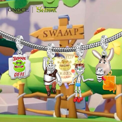 GNOCE Shrek Beware Ogre Warning Sign Pendant Dangle Charm for Women, S925 Sterling Silver Dangle Charms for Women Wife, Valentine‘s Day, Mother’s Day Jewelry in Kuwait