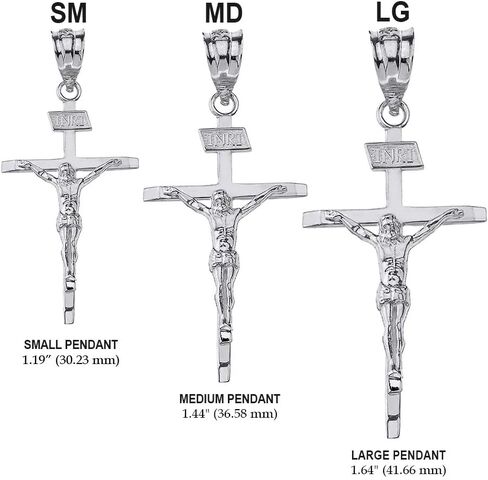 Fine 925 Sterling Silver Catholic Jesus Christ on INRI Crucifix Cross Pendant (1.64") in Saudi Arabia