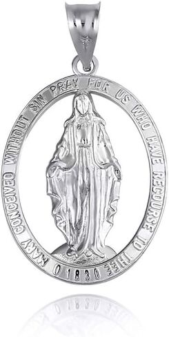 Sideways Crosses .925 Sterling Silver 1-1/10" Miraculous Medal Of Blessed Virgin Mary Catholic Charm Pendant in Saudi Arabia