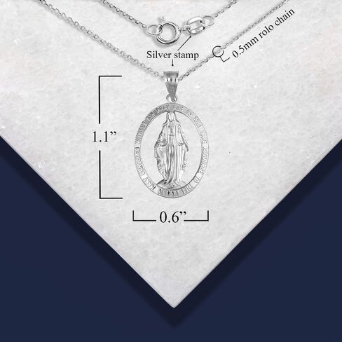 Sideways Crosses .925 Sterling Silver 1-1/10" Miraculous Medal Of Blessed Virgin Mary Catholic Charm Pendant in Saudi Arabia