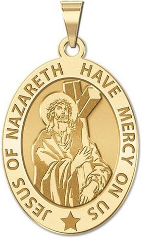 PicturesOnGold.com Jesus of Nazareth Religious Medal - 3/4 Inch X 1 Inch - Sterling Silver in Kuwait