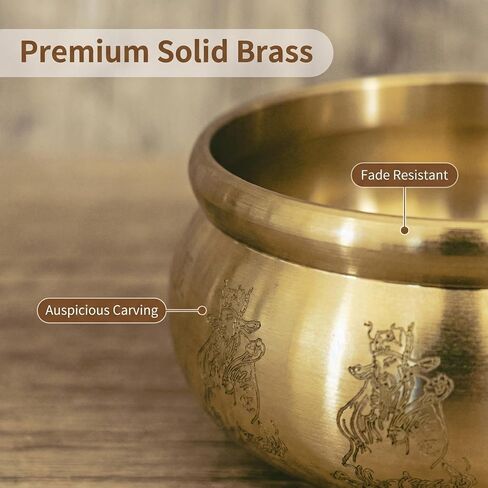 Solid Brass Feng Shui Money Bowl with 160 Gold Bricks, Five Paths Wealth God, 300g 6x6x3cm (2.4in), Place on Wealth Corner or Altar, office desk, home, feng shui decor, Attracts Daily Abundance in Saudi Arabia