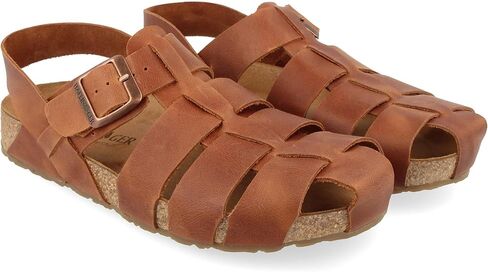HAFLINGER Pete Leather Sandals with Rubber Sole and Cork Latex Footbed Unisex in Kuwait
